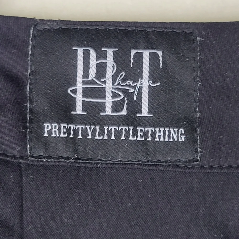 PrettyLittleThing Shape Black Buckle Detail Cargo Wide Leg Pants, Size 14 - Picture 16 of 16